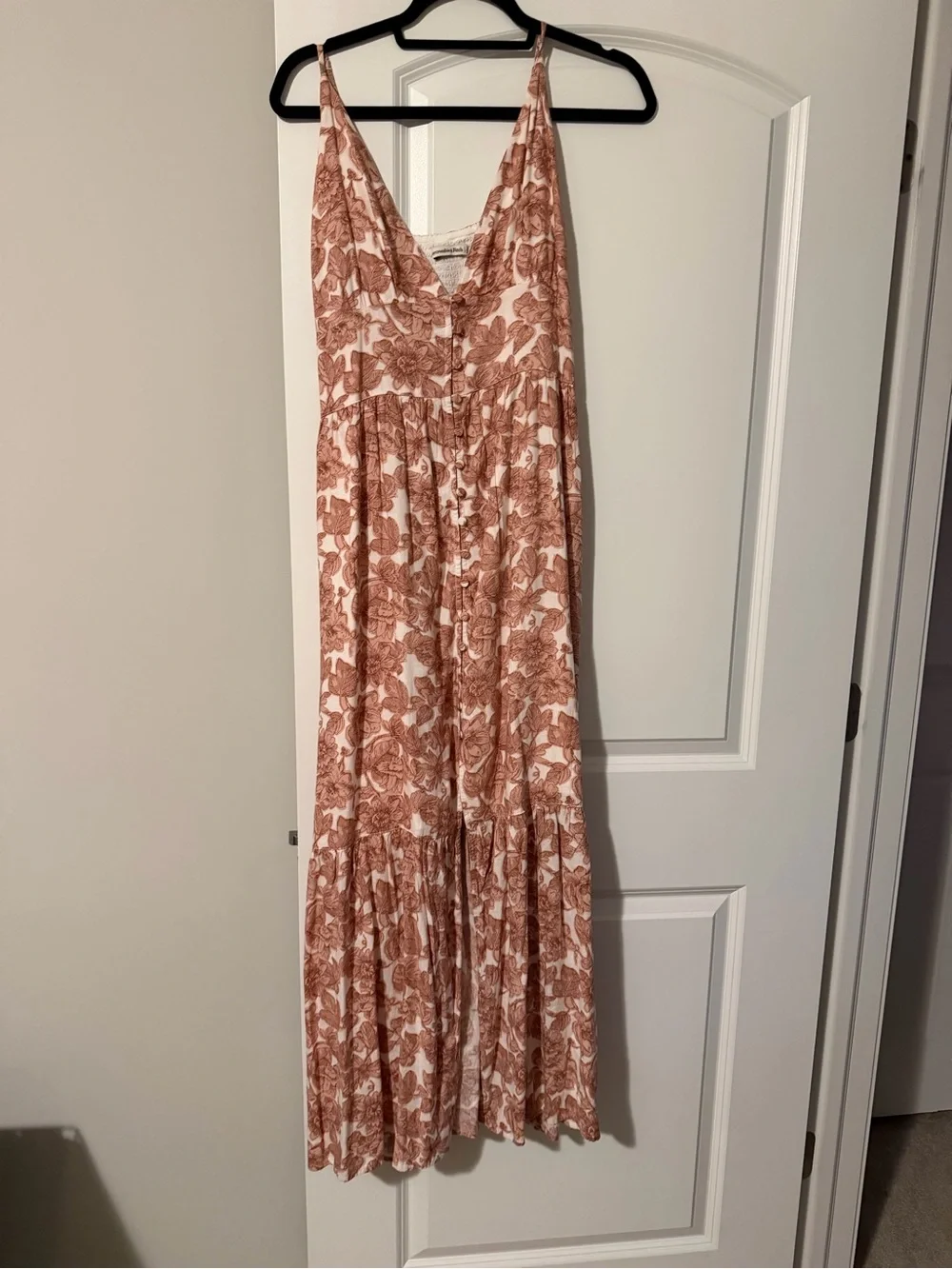 Abercrombie & Fitch Dusty rust Floral V-Neck Spaghetti Strap Maxi Dress